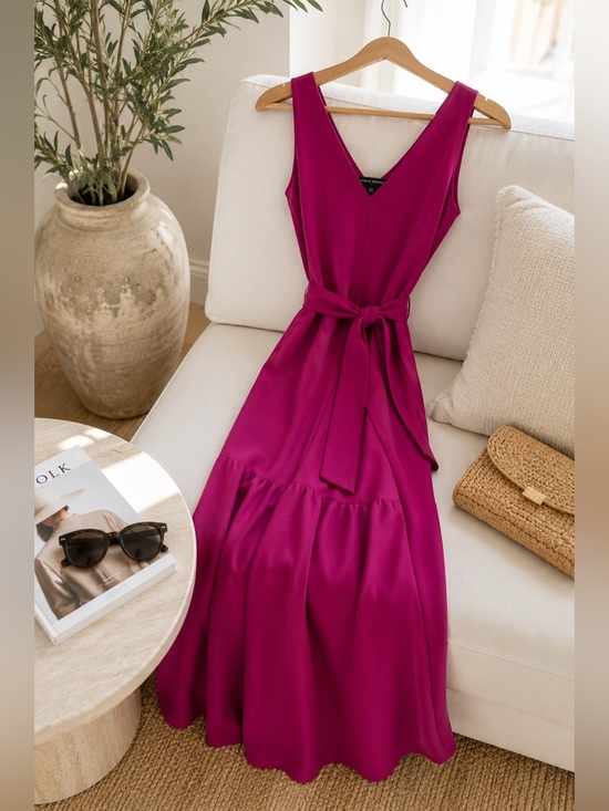 Banana Republic Dresses & Skirts - Banana Republic Magenta Pink Tie Waist Wide Leg Jumpsuit XS
